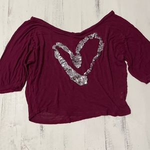 Off-the-Shoulder Maroon Shirt